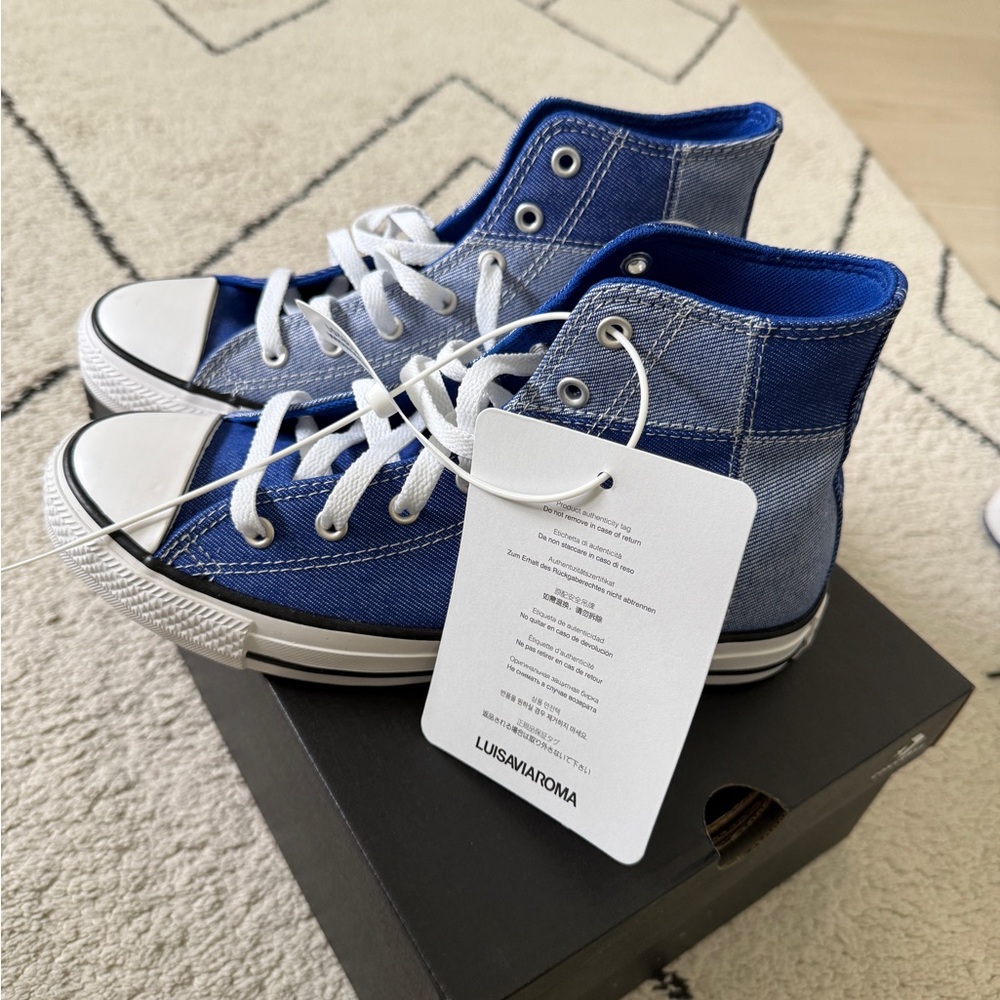 Converse Kids Blue Patchwork High-Top Sneakers